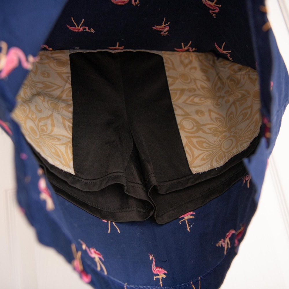 Loudmouth Golf Tennis Skort Sz 12 Navy Pink Flamingo Embroidered Country Club - Picture 3 of 6